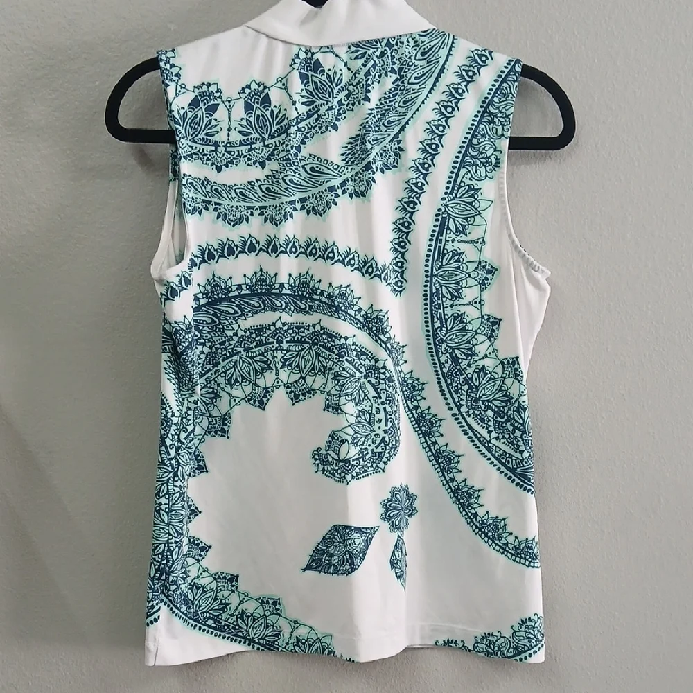 Tail Women's Sleeveless Polo Top - White and Blue - Picture 6 of 6